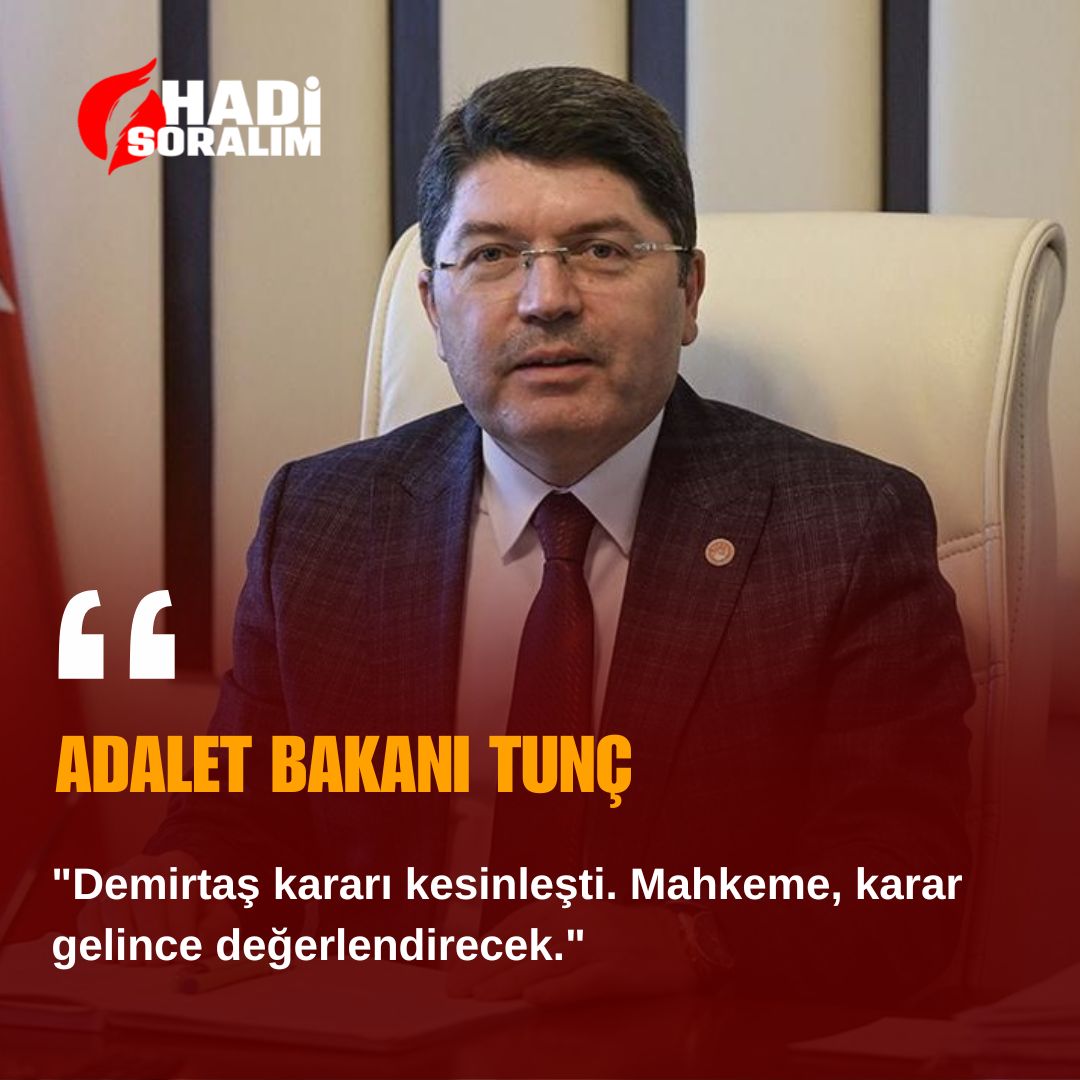 Adalet Bakanı Yılmaz Tunç: 

"Demirtaş kararı kesinleşti. Mahkeme, karar gelince değerlendirecek."

#sondakika #gündem #selahattindemirtaş