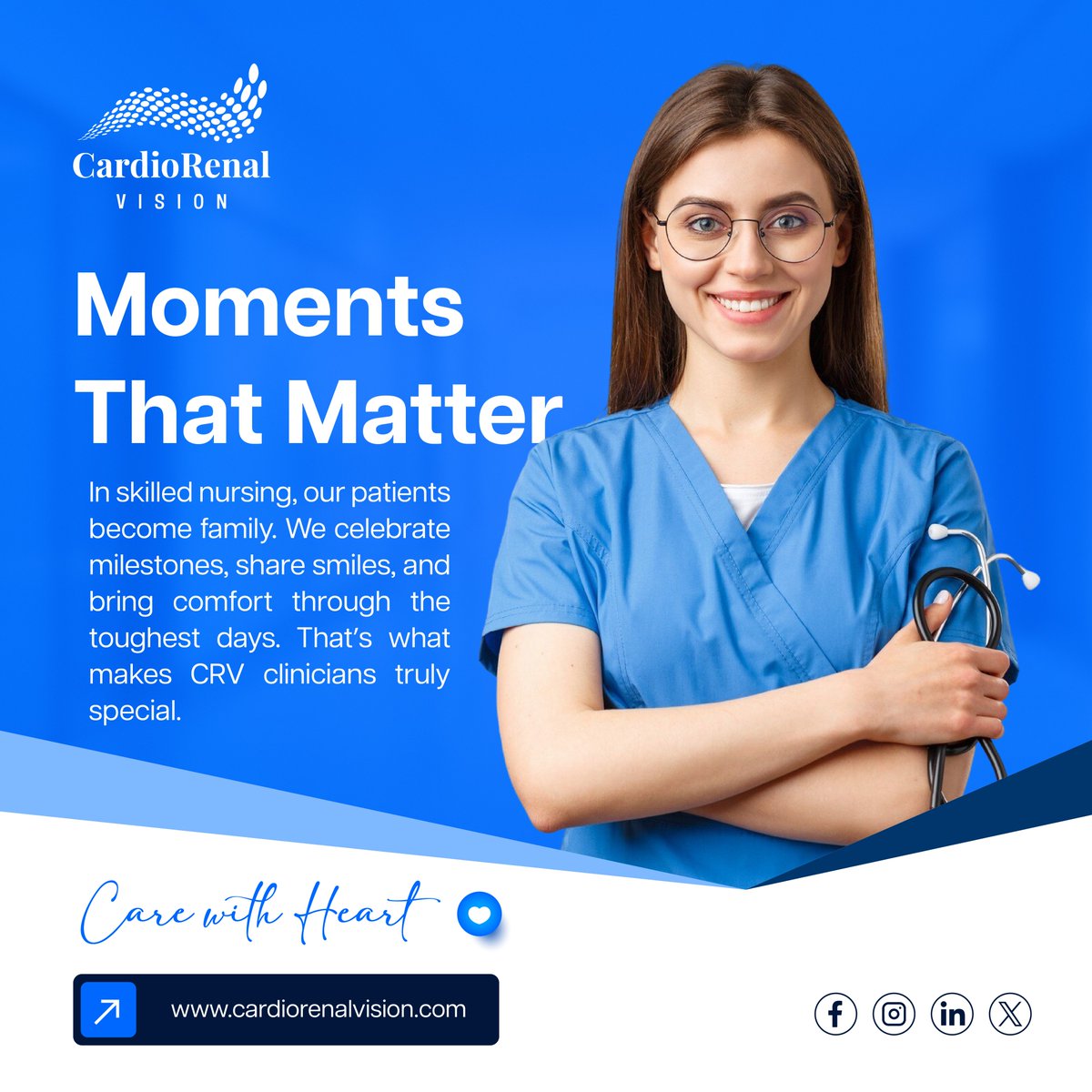 CardiacVision's tweet image. #CardioRenalVision compassion defines every moment of #care. Our team goes beyond treatment, we build connections, celebrate milestones, and bring comfort through genuine smiles.
Visit : bit.ly/4fI6GNt #SkilledNursingSupport  #assistedliving #cardiorenalvision
