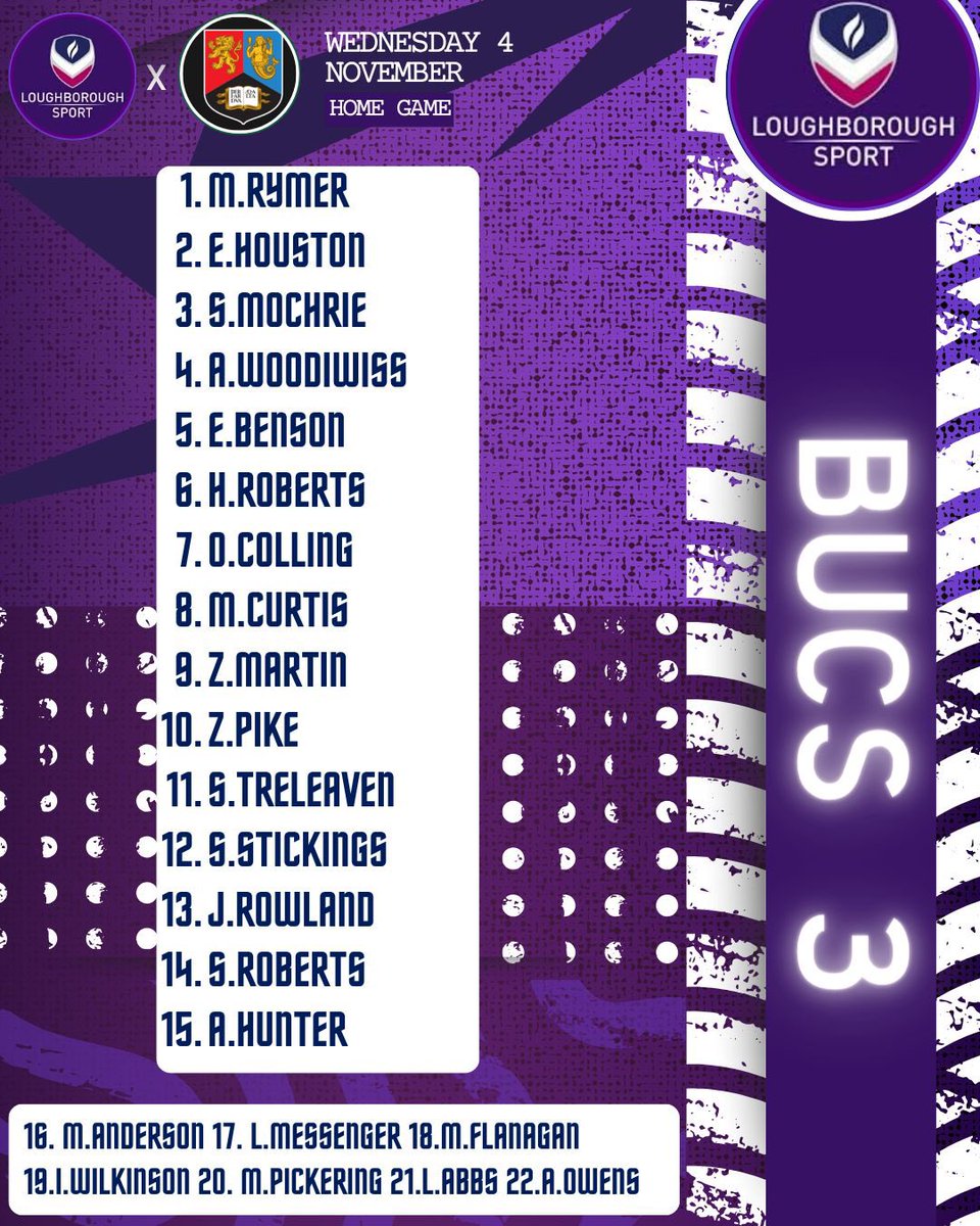 2 Massive home games today as BUCS 2 play Glasgow on the crumb at 2pm and BUCS 3 take on Birmingham at 1pm on towers pitch! 💜