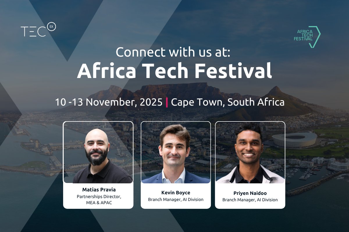 🌍 Africa’s biggest tech event is here, and TecEx is in the room.

Catch Matias Pravia, Kevin Boyce, and Priyen Naidoo at <a href="/africatechfest/">Africa Tech Festival</a> as we connect global logistics with Africa’s tech future.

#africatech #globaltrade #innovation
