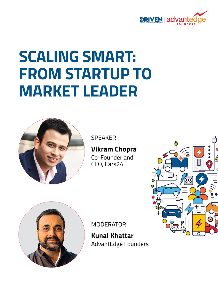 advantEdge_vc's tweet image. From startup sparks to stories of scale – what does it take to lead a category?

@vikramchopra, Founder &amp;amp; CEO of Cars24, joins @KunalKhattar to unpack the the journey of building with clarity, conviction, and customer obsession.