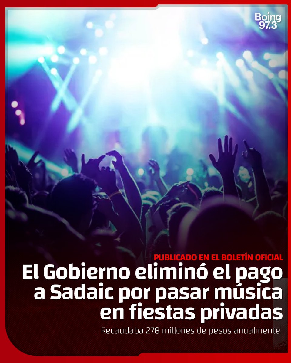 ❗ El Gobierno nacional introdujo una modificación en la normativa que regula la propiedad intelectual y el cobro de los cánones por el uso de música en el ámbito privado, con un impacto directo en eventos y fiestas.

👉 La medida también incorporó regulaciones relacionadas con