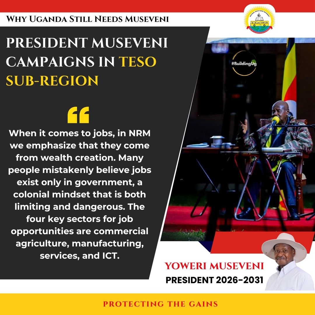 "When it comes to jobs, in NRM we emphasize that they come from wealth creation."
#ProtectingTheGains #WhyUgStillNeedsM7