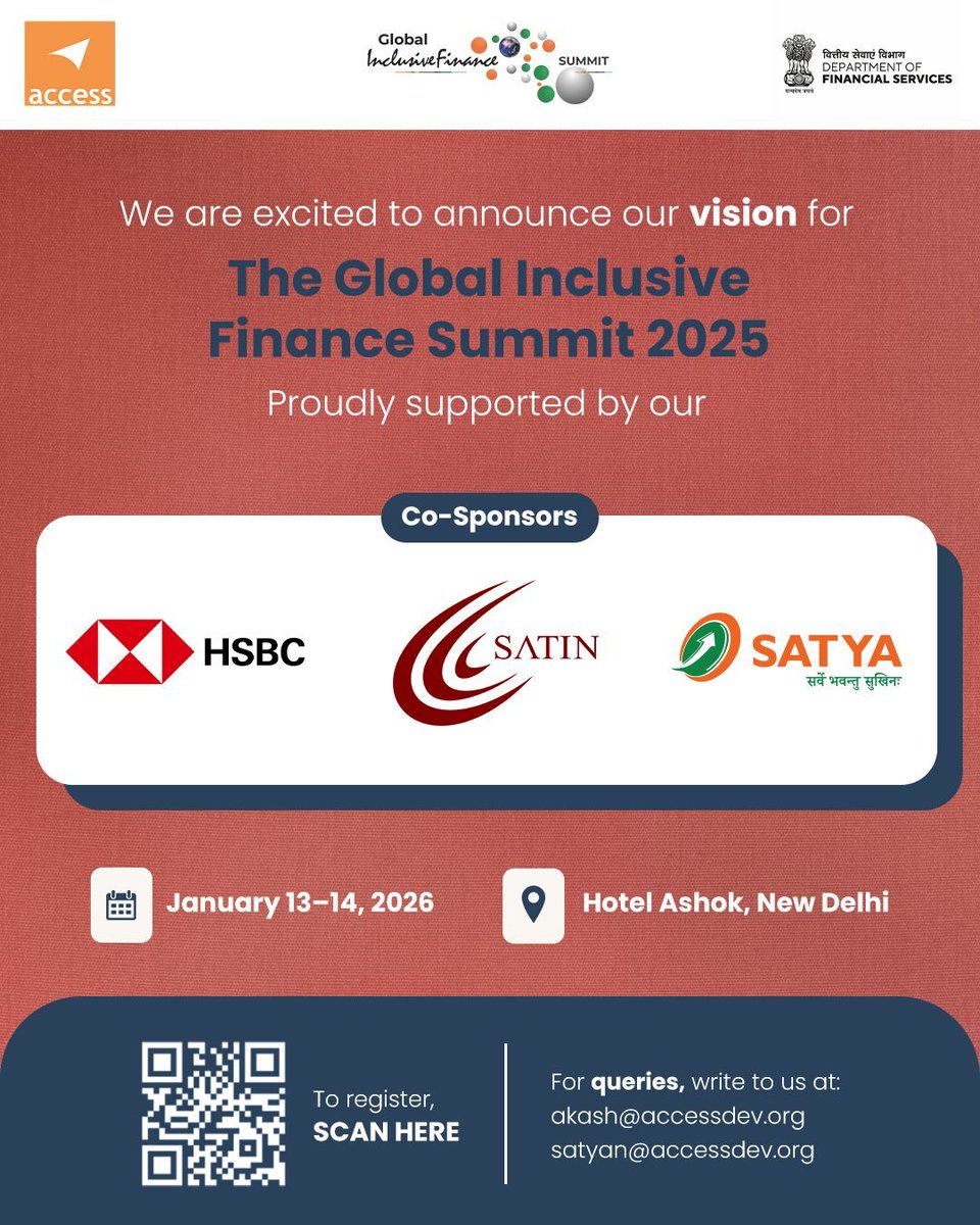We're thrilled to announce our partnership as a Co-Sponsor of the Global Inclusive Finance Summit 2025, organized by Access Development Services. This partnership underscores our commitment to advancing financial inclusion and driving meaningful impact.
 
Join us on January
