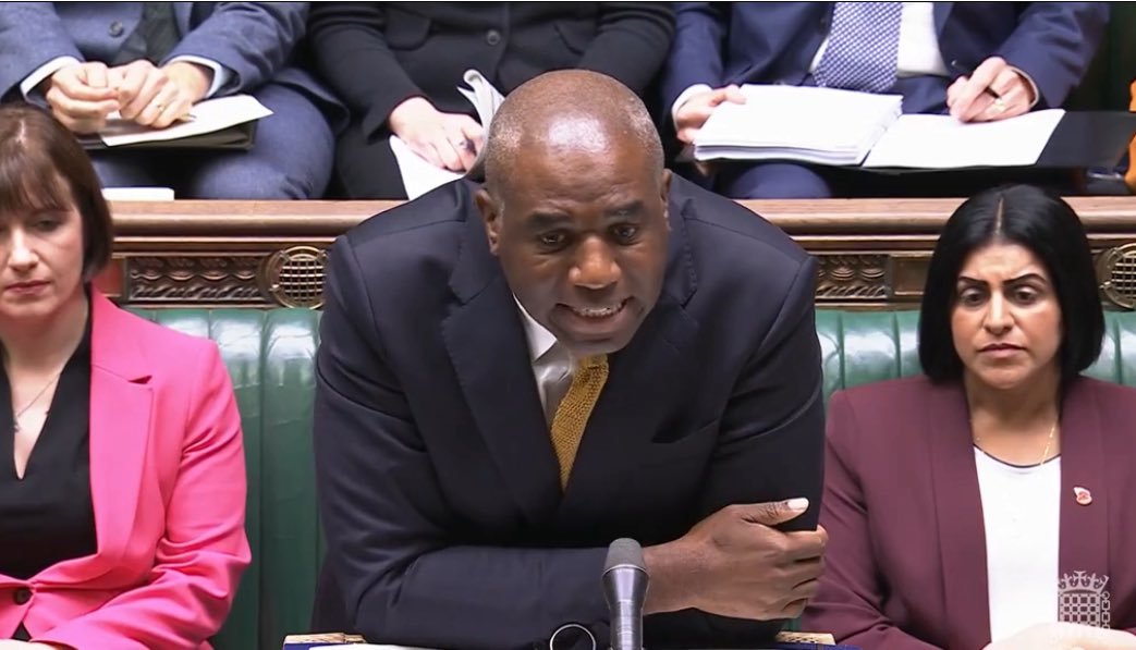BasilTheGreat's tweet image. At PMQ's today there is only one person not wearing a poppy.

David Lammy, the Deputy Prime Minister

He does not care for our fallen soldiers
He does not care for the people who gave their lives for us
What a disgrace he is