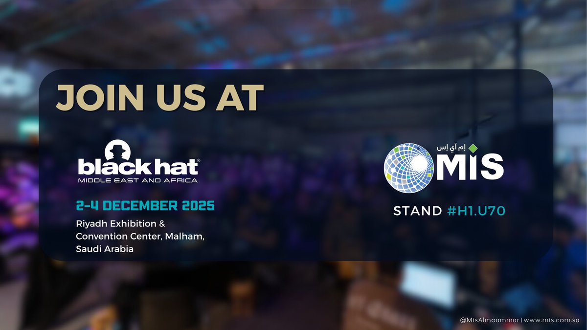 MisAlmoammar's tweet image. ندعوكم لزيارتنا في معرض #بلاك_هات25 
للتعرف على حلولنا المتقدمة في مجال الأمن السيبراني 

📅 2 – 4 ديسمبر 2025
 📍#H1.U70

⏳كونوا على الموعد