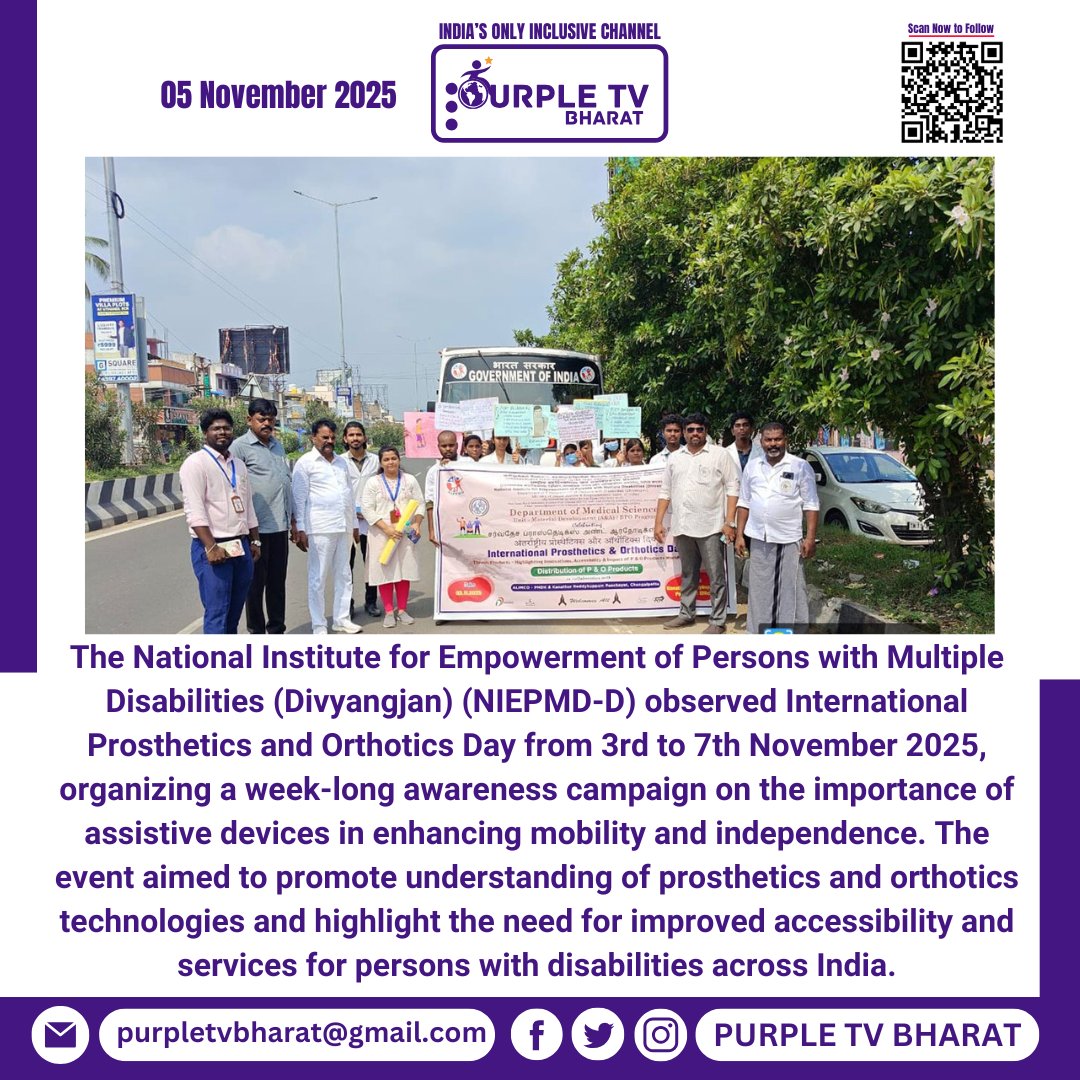 PurpleTVBharat's tweet image. NIEPMD Celebrates International Prosthetics and Orthotics Day with Awareness Week
#InternationalProstheticsAndOrthoticsDay #NIEPMD #AccessibilityForAll #AssistiveDevices #Inclusion #DisabilityEmpowerment