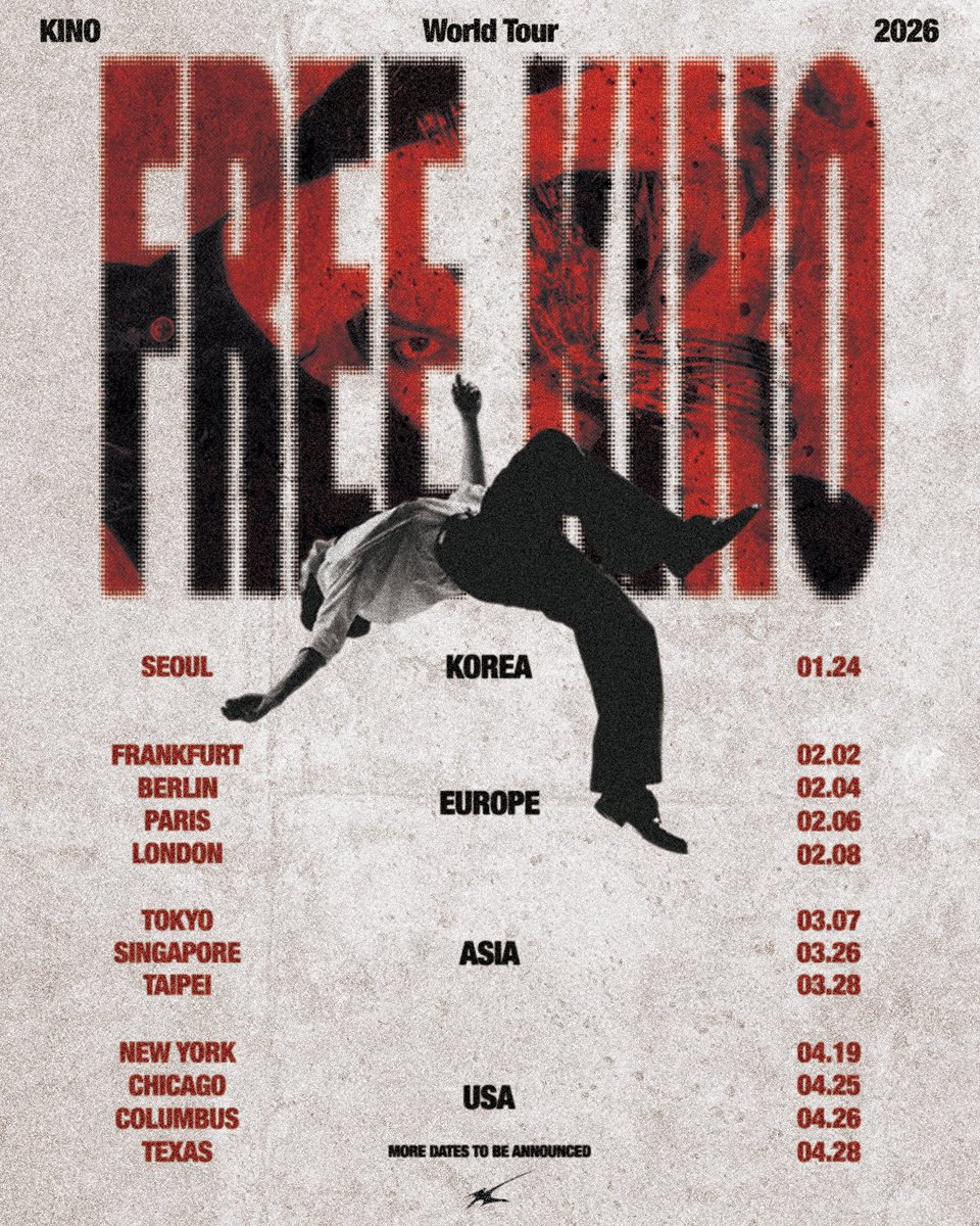 2026 World Tour <FREE KINO>

Find out more
Korea &amp; USA instagram.com/kino.tour
Europe, Singapore,Taiwan <a href="/onionprdctn/">Onion Production</a>
Japan <a href="/mahocast_officl/">mahocast</a>

#KINO #키노 #FREEKINO #FREEKINOWorldTour