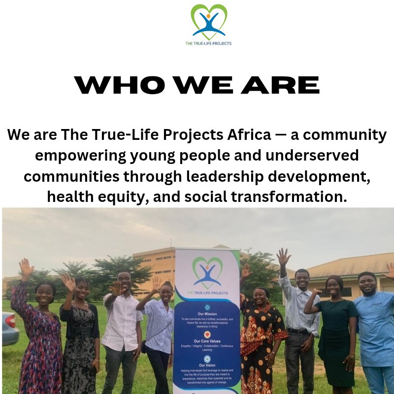 TheTLPAfrica's tweet photo. Every story of change begins with one step.

At The True-Life Projects, we are empowering young African leaders, taking health education to communities, and creating opportunities for growth.

Together, we’re transforming lives — one project at a time. 💚✨

#ThetruelifeProjects https://t.co/DSFq1Sz2oI
