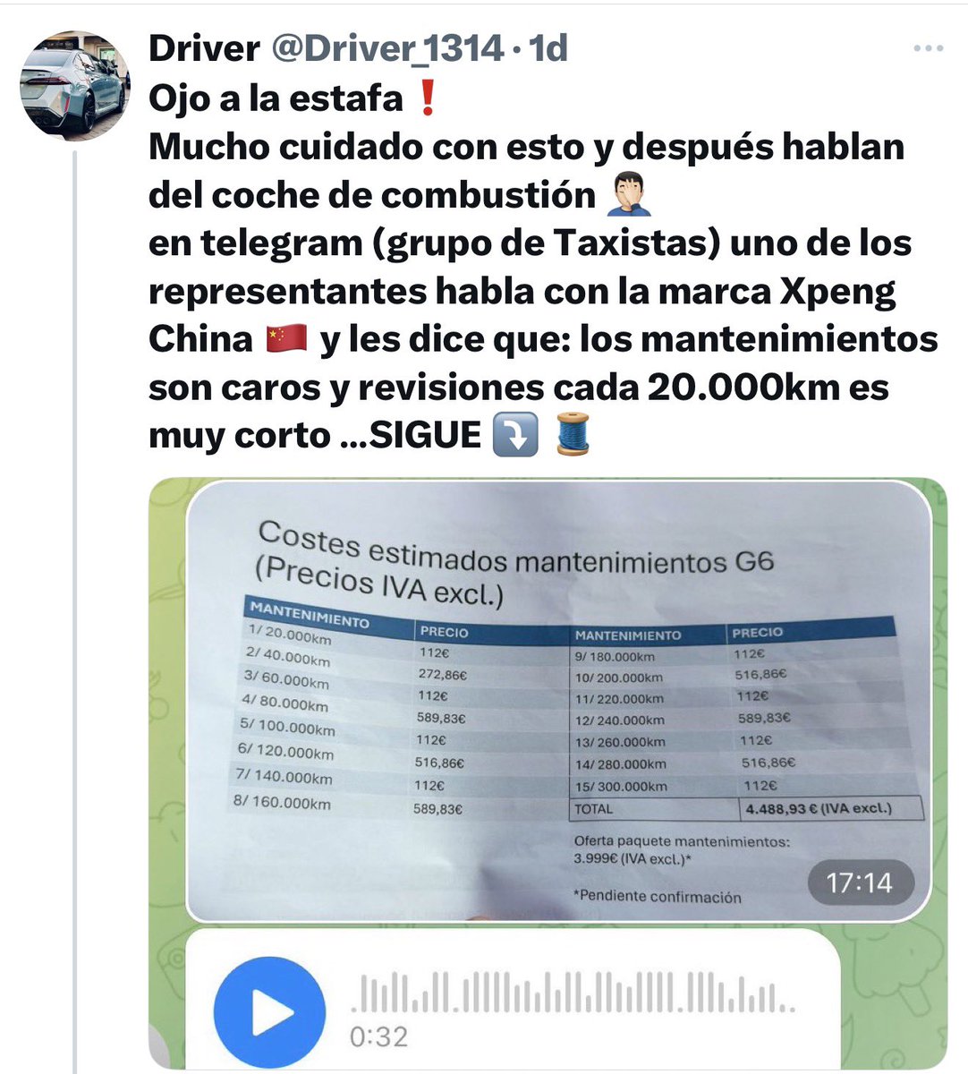 Ya que este personaje se dedica a entrar en el grupo de Taxistas de España con coche eléctrico para coger información y luego subirla a sus redes sociales y despotricar del coche eléctrico, pues vamos a contestarle..

Este personaje, hater de Tesla y del coche eléctrico, creo que