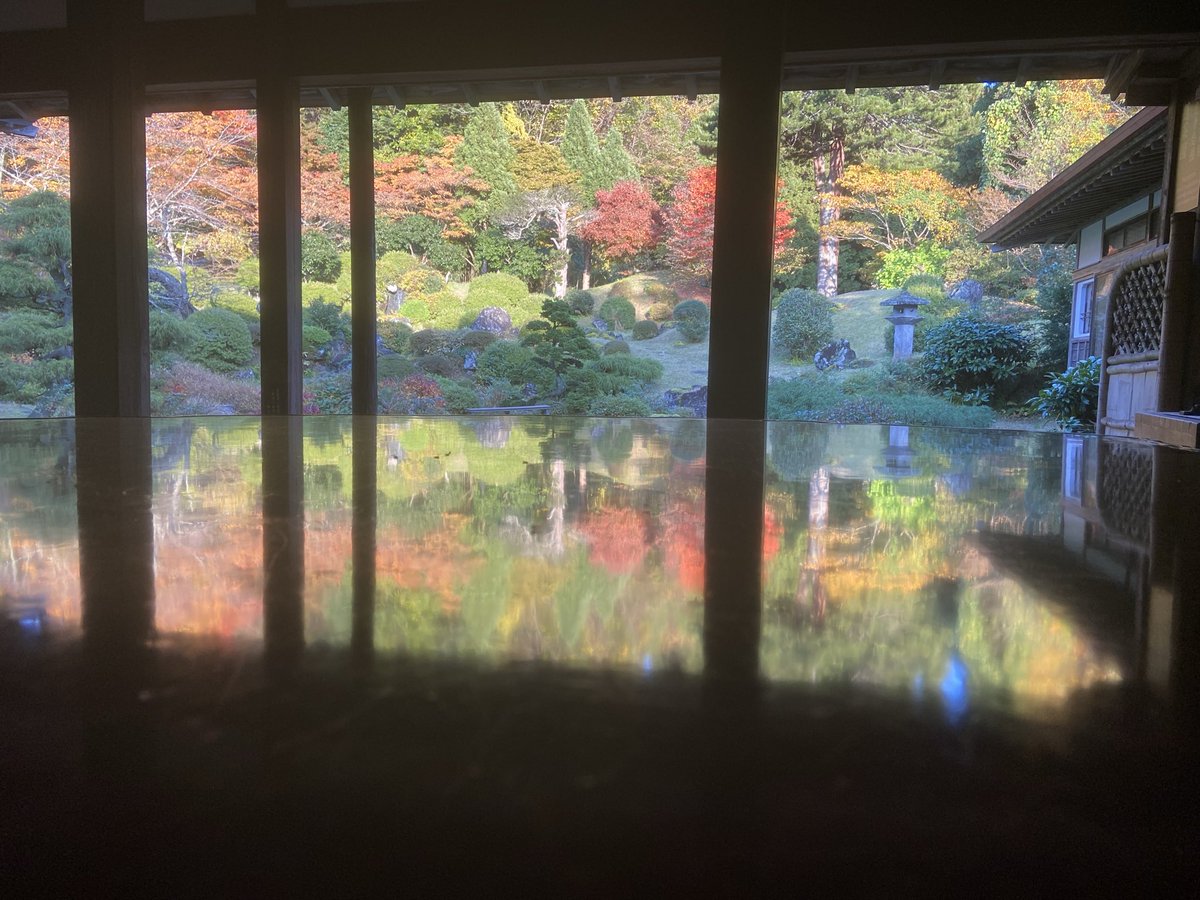 こちらは昨年の画像です。 書院の座卓に反射する紅葉をパシャリ！