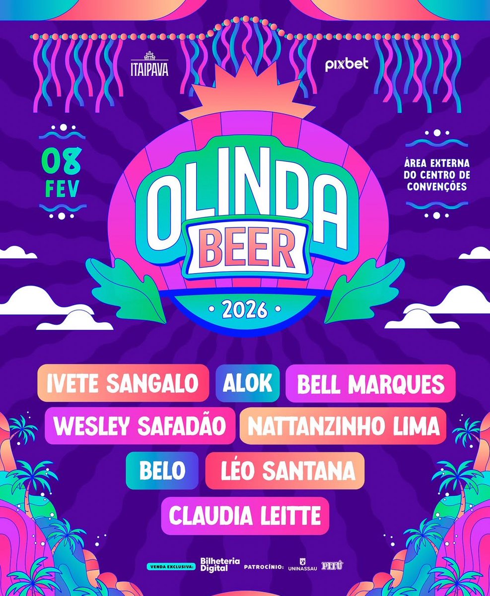 Artista veterana em apresentações no Festival, Ivete Sangalo está confirmada no Olinda Beer 2026. 

O evento acontece no dia 08 de Fevereiro, na área externa do centro de convenções.