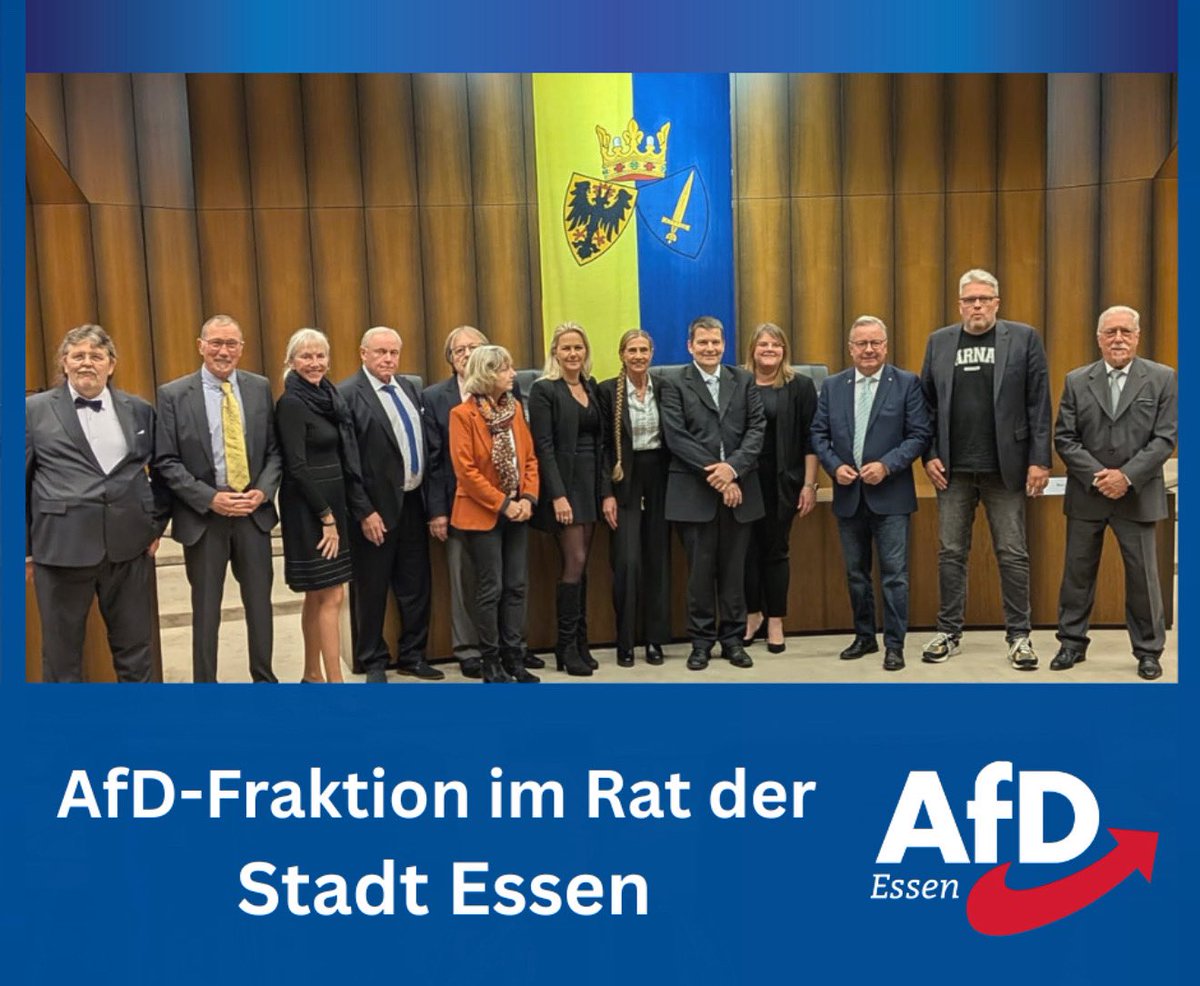 afd_essen's tweet photo. Gestern fand die konstituierende Sitzung des Rates der Stadt Essen statt.
Wir gratulieren unseren Ratsmitgliedern der AfD-Fraktion zur Verpflichtung und wünschen viel Erfolg bei der verantwortungsvollen Aufgabe, zum Wohl unserer Stadt beizutragen.
Auf eine sachliche, konstruktive und faire Zusammenarbeit im neuen Rat!