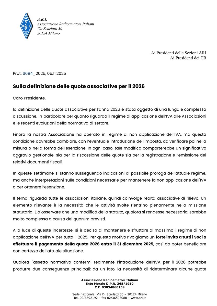 ARI_hq's tweet image. La Circolare completa è scaricabile dal sito ARI alla pagina ari.it/component/cont…

#ari #Radioamatori