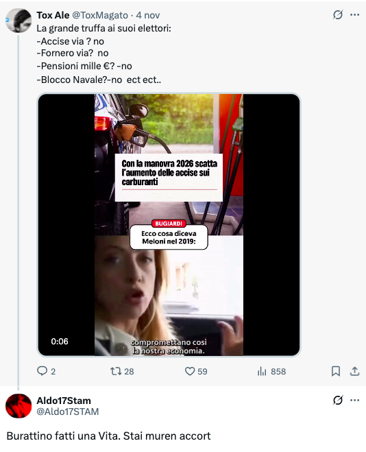 Minacce di morte.. dopo  un post sulla Meloni..!!!!