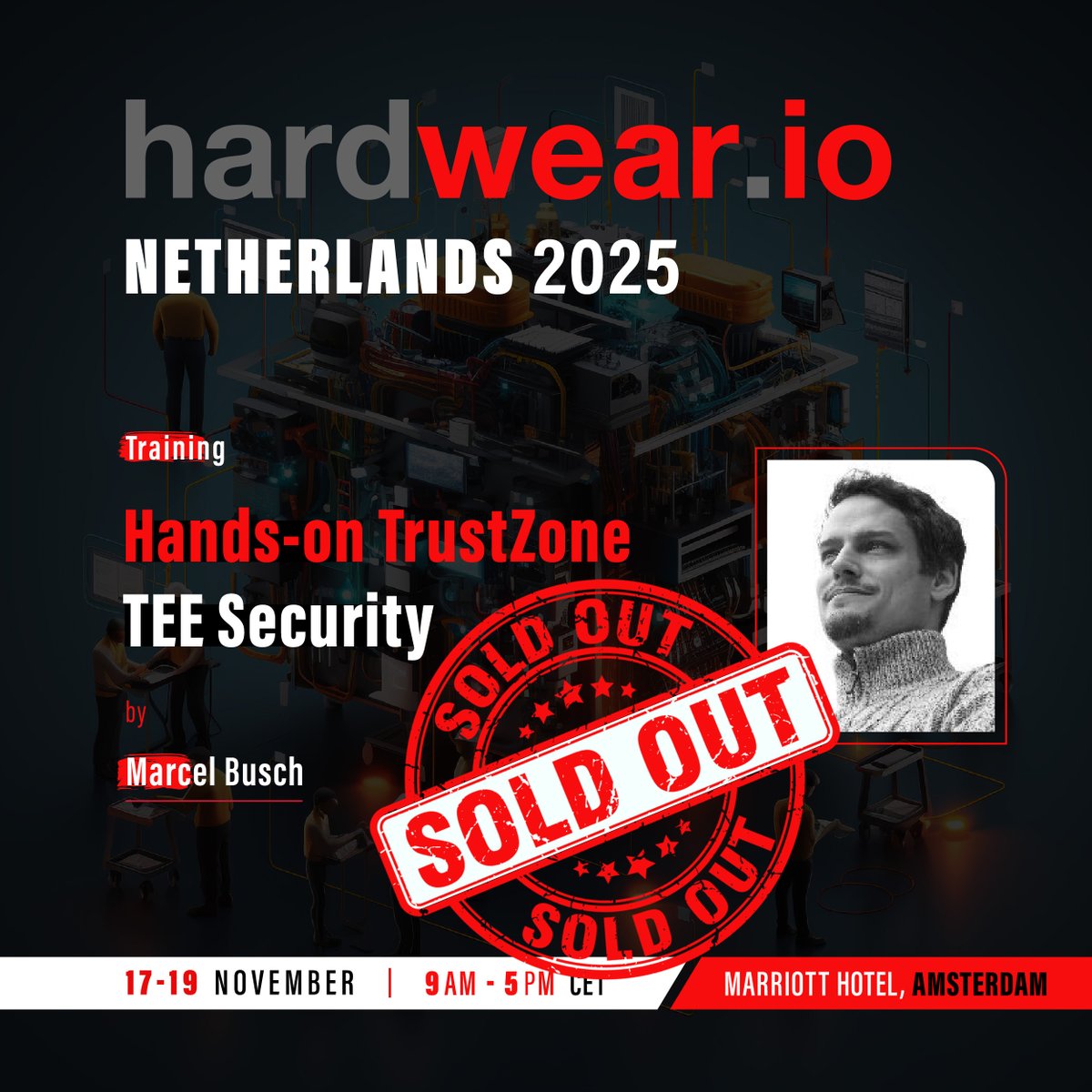 You asked, you signed up, you SOLD IT OUT 🙌🔥 Our hardware community keeps proving that growth never goes out of style. See you in training!

Join <a href="/0ddc0de/">Marcel</a> at #hw_ioNL2025 

Know More: hardwear.io/netherlands-20…

#TEEsecurity #offensivesecurity #hardwaretraining