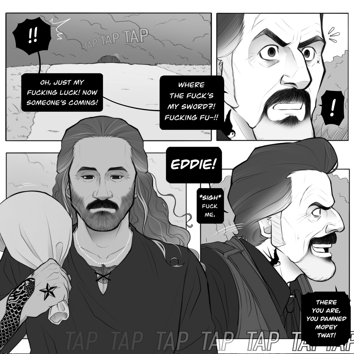smudgeandfrank's tweet photo. OFMD S3 Comic Pt 4 🏴☠️✨️ ...Uh-oh. The crew MIGHT have accidentally cursed Izzy into roaming the earth as a ghost for eternity... WHOOPS. 😅
#ourflagmeansdeath #ofmd #izzyhands #edwardteach #blackbeard https://t.co/1RbMz2m6rY