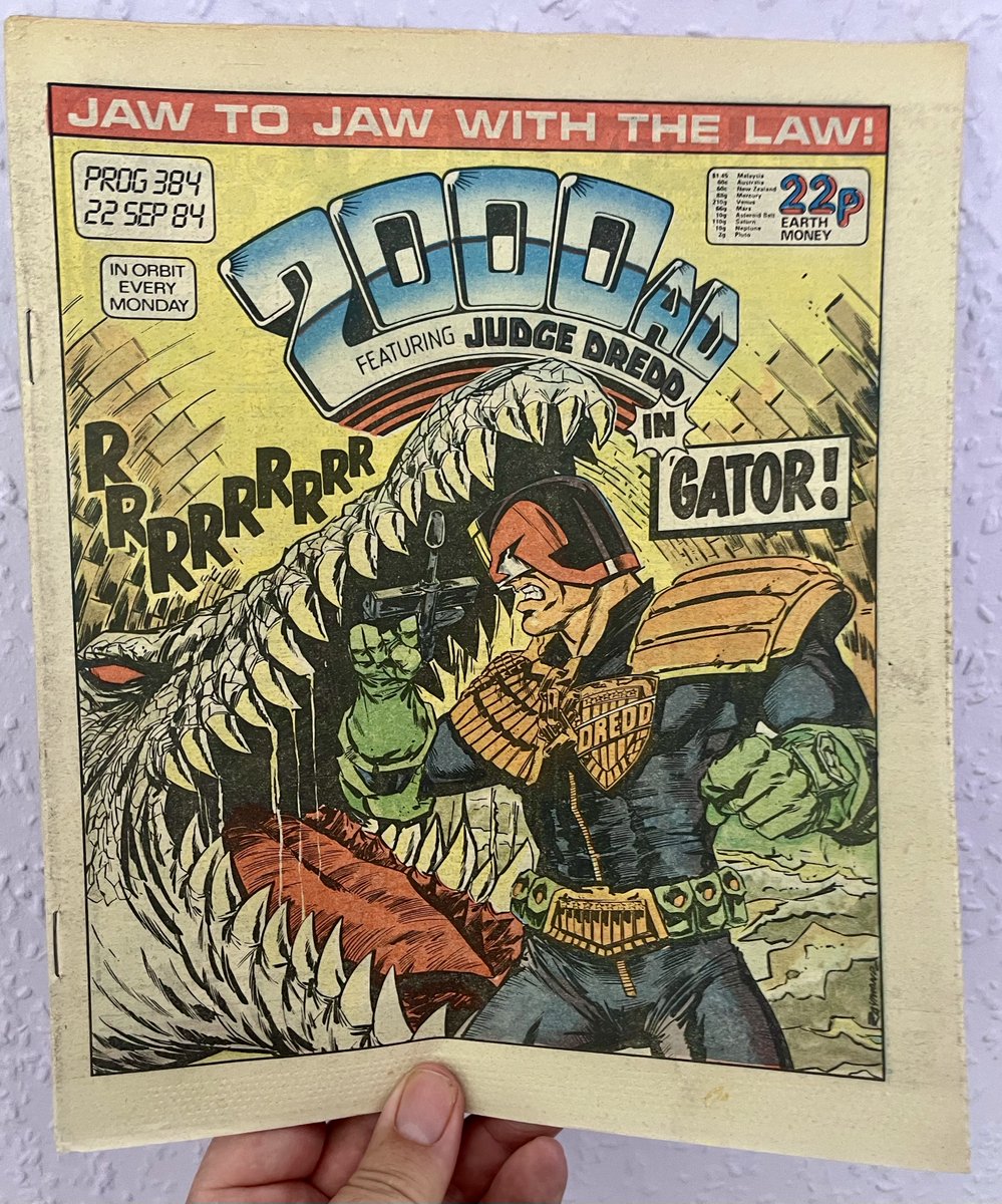 Prog 384

Dredd story that if I recall seemed to have entirely lifted the plot from the horror film, Alligator (1980).   One of those video rental stalwarts at the time.
