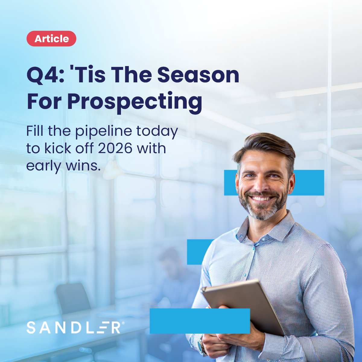 Most sellers spend Q4 chasing deals to hit numbers. Top performers know it’s the best time to refine outreach and build next year’s pipeline. 🏃

Discover why Q4 prospecting sets you up to win in 2026.

Read here 👉 sandler.com/blog/prospecti…

#SalesProspecting