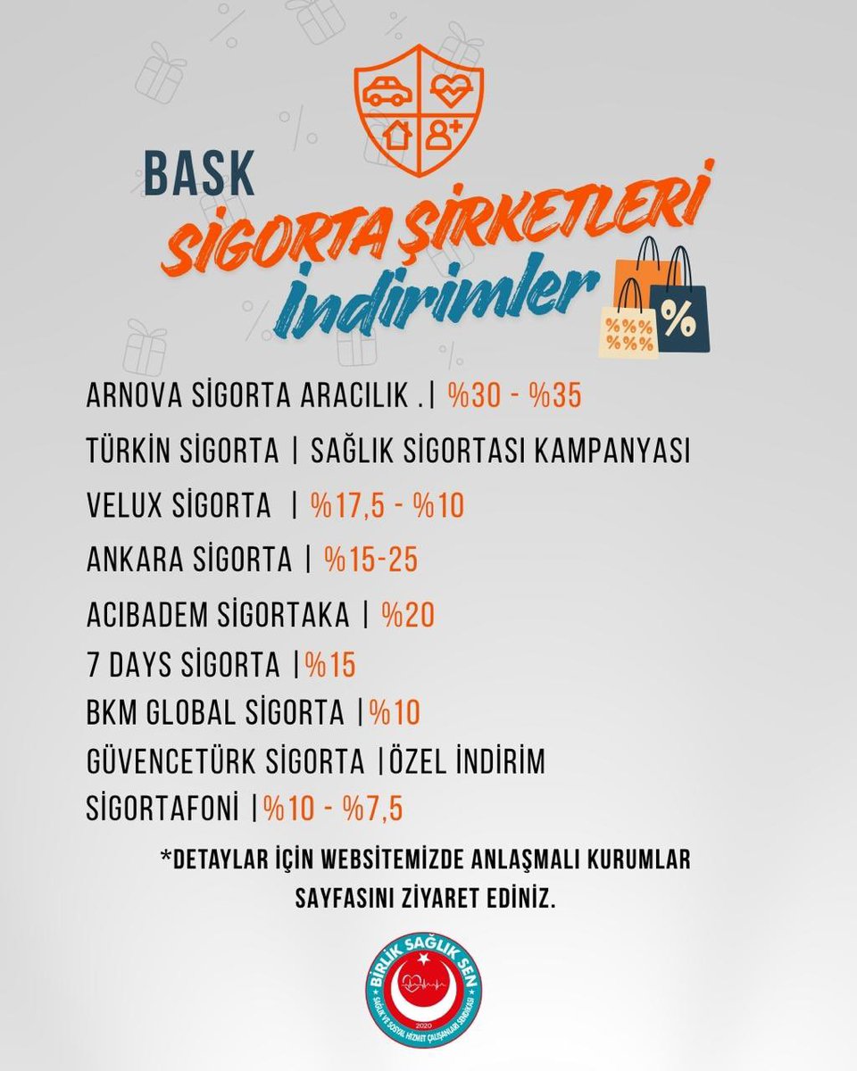 BirlikSaglikSen's tweet photo. Sağlık çalışanlarına özel sigorta fırsatları!

Birlik Sağlık-Sen üyelerine özel sigorta şirketlerinde %35’e varan indirimlerle güvence altına girmenin tam zamanı. 💼💙

Detaylar için web sitemizdeki Anlaşmalı Kurumlar sayfasını ziyaret etmeyi unutmayın.

#BirlikSağlıkSen https://t.co/rSOkYo1BoQ