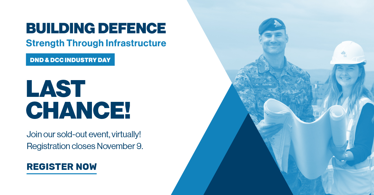 Register dcc-cdc.gc.ca/industry-day-2… by Nov 9 to join DND–DCC Industry Day virtually, Nov 13. Learn about upcoming business opportunities!
#DefenceInnovation #BuildingDefence2025 <a href="/NationalDefence/">National Defence</a>