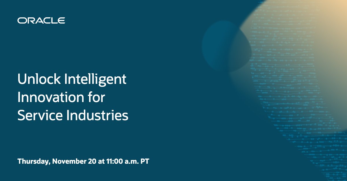 db23ai's tweet image. See how Oracle helps service organizations deliver better outcomes by embedding intelligence and automation right within the applications you use every day.
Tune in to learn practical steps for adopting AI and driving measurable results. social.ora.cl/60177MqSX