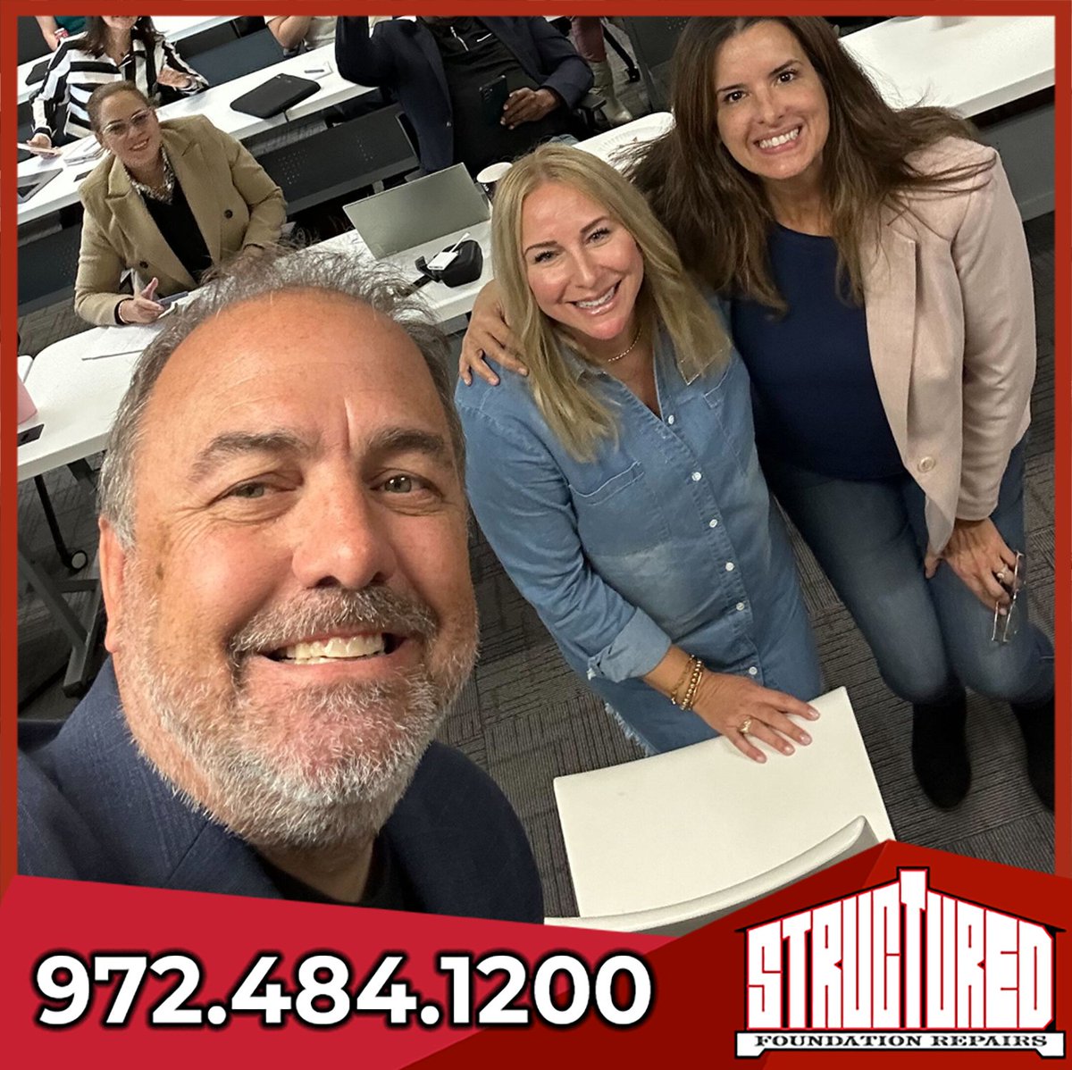 StructuredFound's tweet image. Earlier this week at Local Realty Agency (Addison): big thanks to @coryatrandom for a jam-packed social media session. We talked partnership on foundation/roofing—and booked a same-day foundation eval for Edie Leon while onsite. 🙌 Thanks, Cathy + Tiago Title!