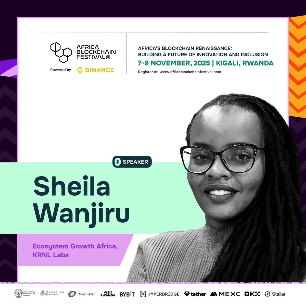 KRNL_xyz's tweet photo. Excited to see our Ecosystem Growth Lead for Africa, Sheila Wanjiru, take the stage at the Africa Blockchain Festival in Kigali, Rwanda 🇷🇼!

She’ll be moderating “DeFi for Everyday Use” – exploring how DeFi is transforming remittances, savings, agriculture, and SME financing, while tackling barriers in education, regulation, and trust.

Mark your calendars: Friday, Nov 8 at 12:00 PM (GMT+2)