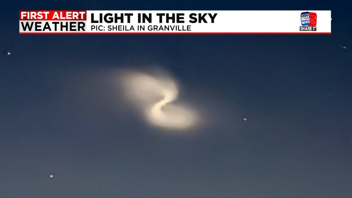 Did you see this light in the sky? A lot of sightings across Western Mass

This was a rocket launch out of French Guiana. We are seeing the exhaust plume as the rocket moves through the upper levels of the atmosphere!  

Thanks to Sheila for sending this photo from Granville!