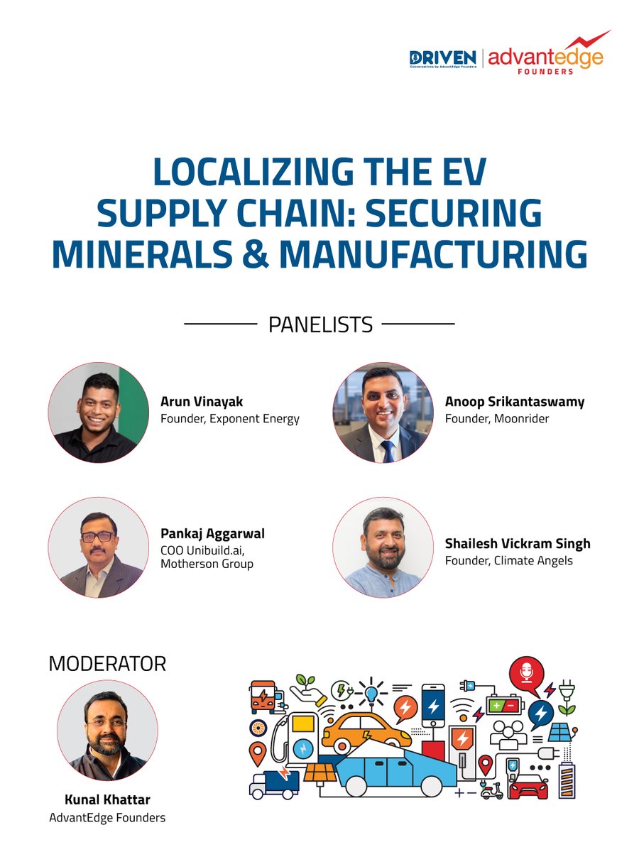 advantEdge_vc's tweet image. From minerals to mobility – India’s EV supply chain is powering a new era.

A deep dive into how localization, innovation, and collaboration are reshaping India’s global competitiveness in the EV ecosystem.

#EVMadeInIndia #SupplyChain #DrivenByAdvantEdge #AdvantEdgeSummit2025