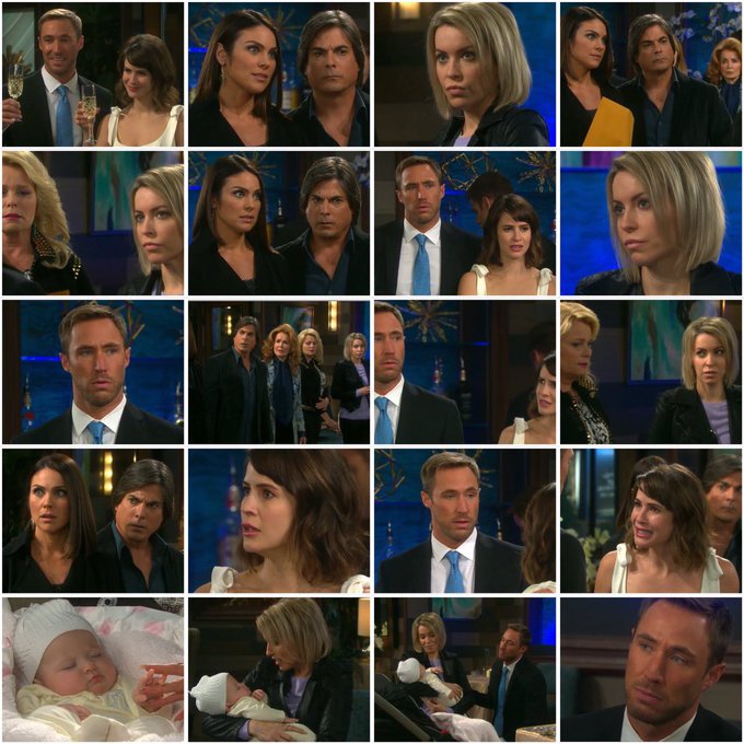 Daysofour_Lives's tweet photo. #OnThisDay in 2018, at Rex and Sarah’s engagement party, Chloe revealed that Baby Bonnie was really Mimi’s daughter Emily, and Rex realised that he was the father #Remi #Days #DaysofourLives https://t.co/9mFSeBlBMf