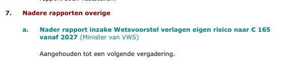Best gek/fascinerend: vrijdag was al bekend dat de ministerraad besloten had om de bespreking van het wetvoorstel over verlagen eigen risico door te schuiven naar een volgende vergadering (ooit). Zie rijksoverheid.nl/ministeries/mi…

En pas vandaag, dinsdag, ontstaat daar commotie over.