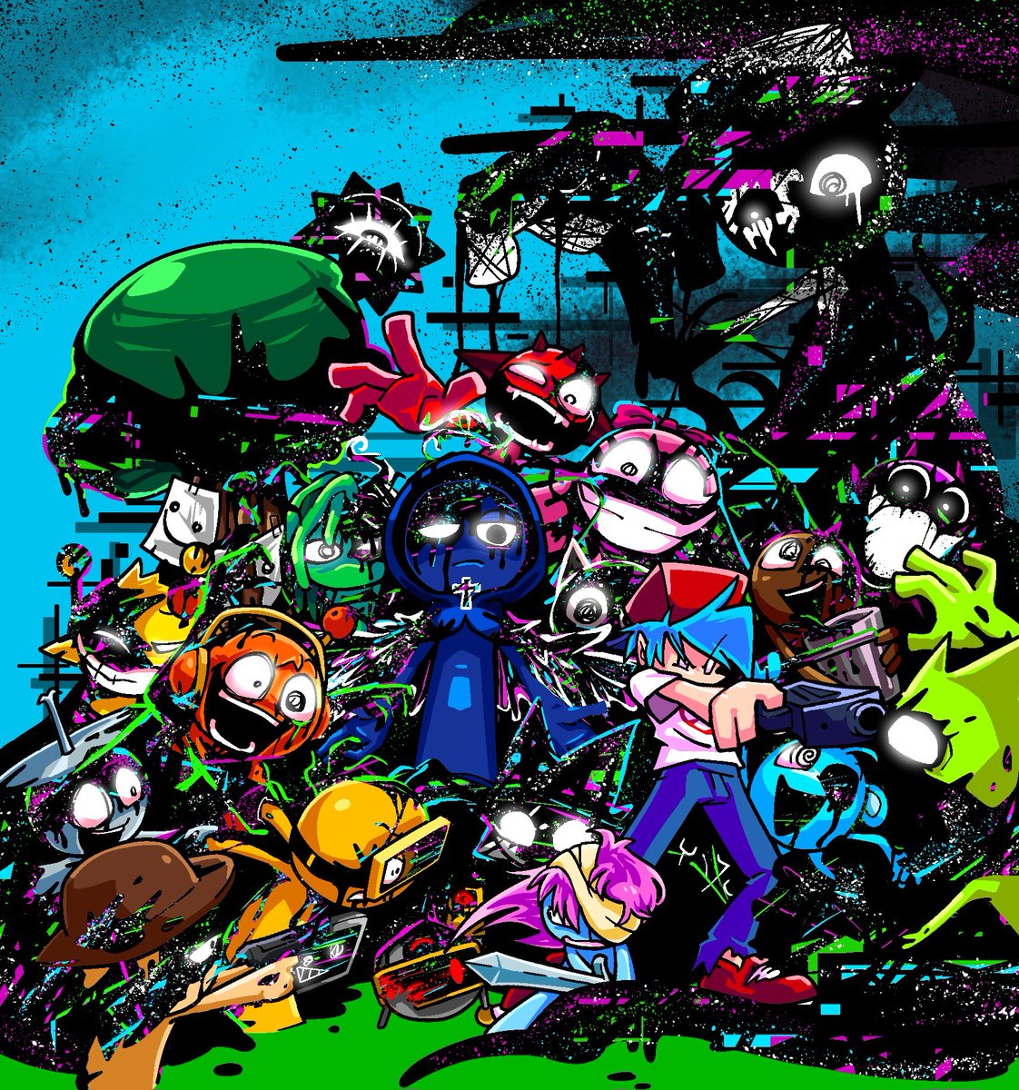 元々落書きで済むはずだったのに、1人目のオレンくん描いてる時点で本気になってしまい、結果全員分描いてしまったPibby Sprunkiタワー

 #Sprunkifanart  #pibby