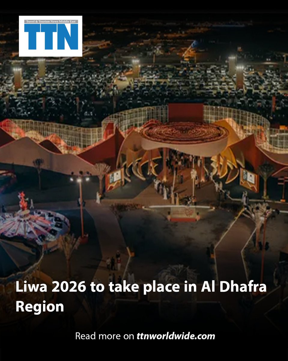 Department of Culture and Tourism – Abu Dhabi (DCT Abu Dhabi) has announced that Liwa International Festival 2026 (Liwa 2026) will take place from 12 December 2025 to 3 January 2026 in Liwa, Al Dhafra Region.

Read more on ttnworldwide.com/ArticleTA/3301…

#TTNews #Abudhabi #Liwa #tourism