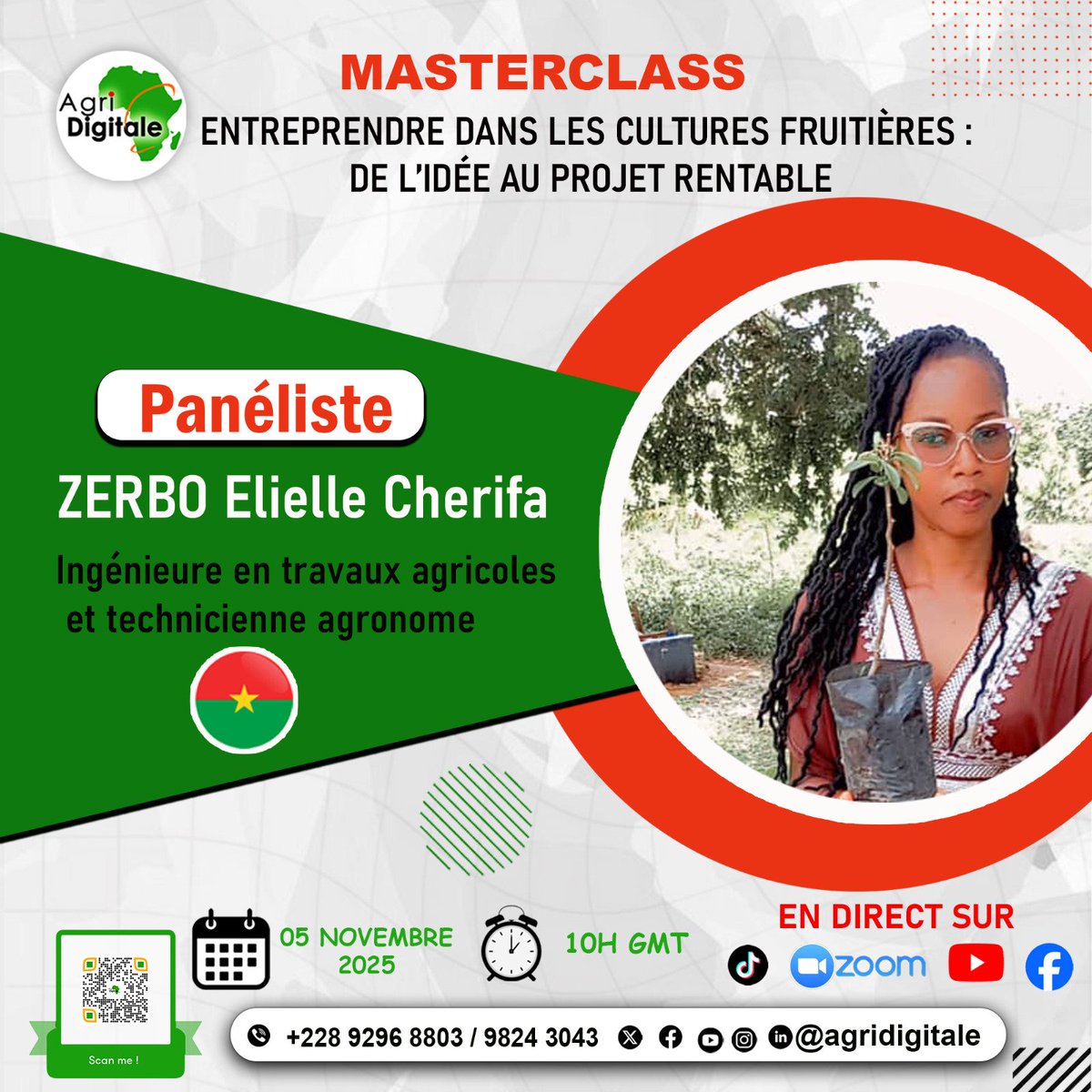 cherifa_zerbo's tweet photo. Je remercie sincèrement @agridigitale1 pour le choix porté sur moi comme paneliste. 🙏
Ce fut un réel plaisir de partager, d’échanger et de participer à cette Masterclass inspirante.🌱
@Agronomme_ 
@AmaniConstruire
@les2AA 
@Agriculfuture 
@FojeaTg 
@GamalSankara 
@CongoActual https://t.co/9E39SC95ZW