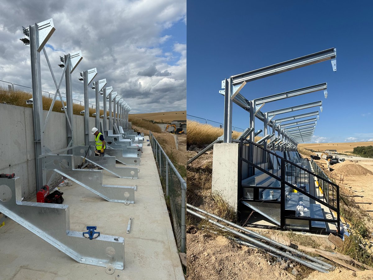 StadiaConstruct's tweet image. The progress of @saltdean_tigers new stand at Hill Park. From the temporary structure they had before, to their 4 row seated stand with 200+ capacity on an elevated bank. As with all of our stands, it has a fully galvanised framework, ensuring it is low maintenance and won't rust