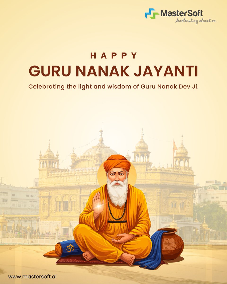 mastersoft_erp's tweet image. On this sacred day, let’s remember the timeless wisdom of Guru Nanak Dev Ji — spreading light, love, and equality for all.

#GuruNanakJayanti #MasterSoft #SpiritualWisdom #Peace