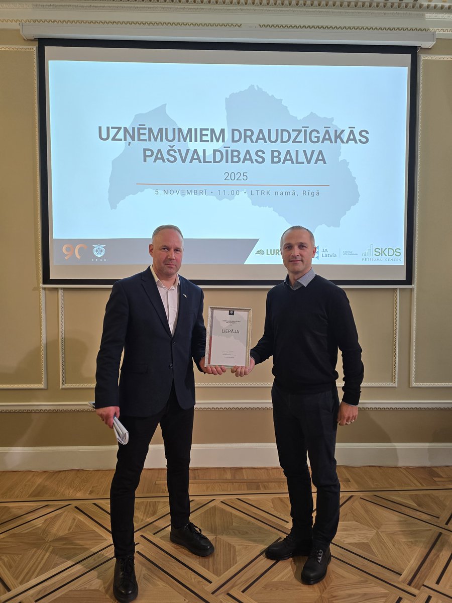 Latvijas Tirdzniecības un rūpniecības kamera šodien paziņojusi “Uzņēmumiem draudzīgākās pilsētas 2025” rezultātus – un ar prieku varam teikt, ka Liepāja izcīnījusi dalīto 2. vietu kopā ar Daugavpili!🏆📈

Vairāk: facebook.com/liepajalv/post…