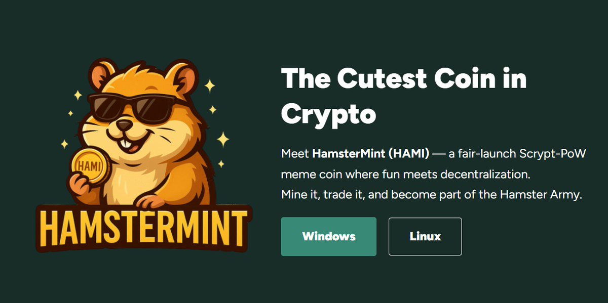 BExpmcc's tweet image. Новая монета Hamster (HAMI) алгоритм (Scrypt):
Сайт - hamstermint.com
ANN - bitcointalk.org/index.php?topi…
Github - github.com/hamstermint
Explorer - explorer.hamstermint.com
