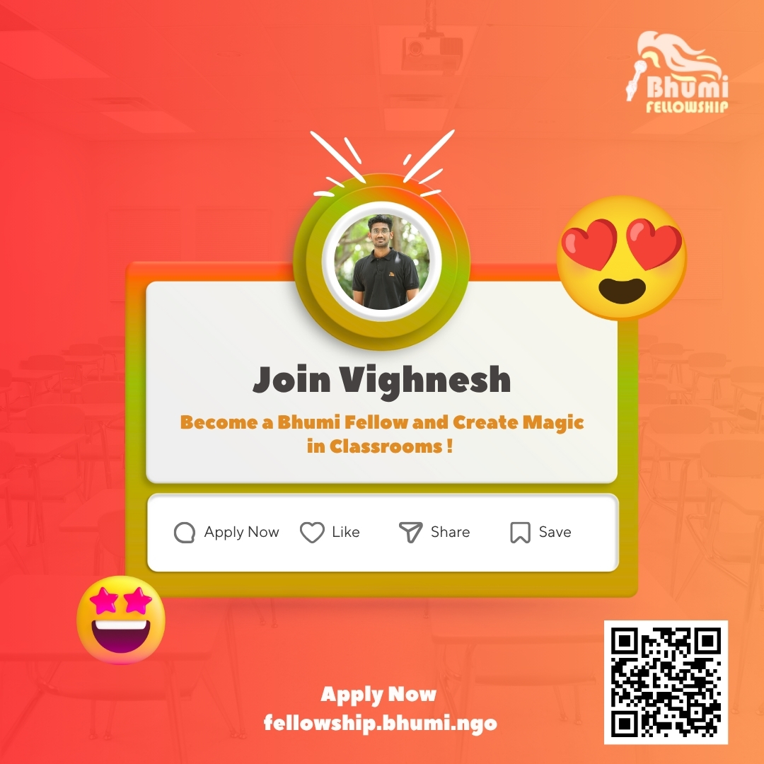 #FellowSpotlight - From volunteer to Fellow, Vighnesh’s journey is one of persistence &amp; purpose!

After 130+ volunteer hours &amp; a missed first attempt, he reapplied and got selected for the STEM Fellowship.

“Volunteering gave me the confidence I needed.”

#BhumiFellowship