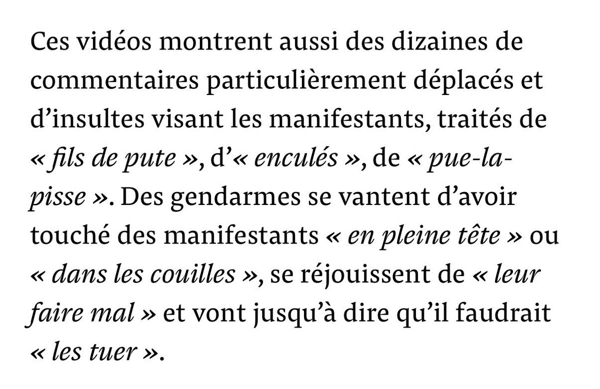 ⚡️SUIVI - À la vue de ces images, l’Inspection générale de la gendarmerie nationale aurait pu signaler au parquet ces potentielles infractions : elle n’en a rien fait. Aucun gendarme n’a été interrogé sur le contenu des images. (Mediapart)