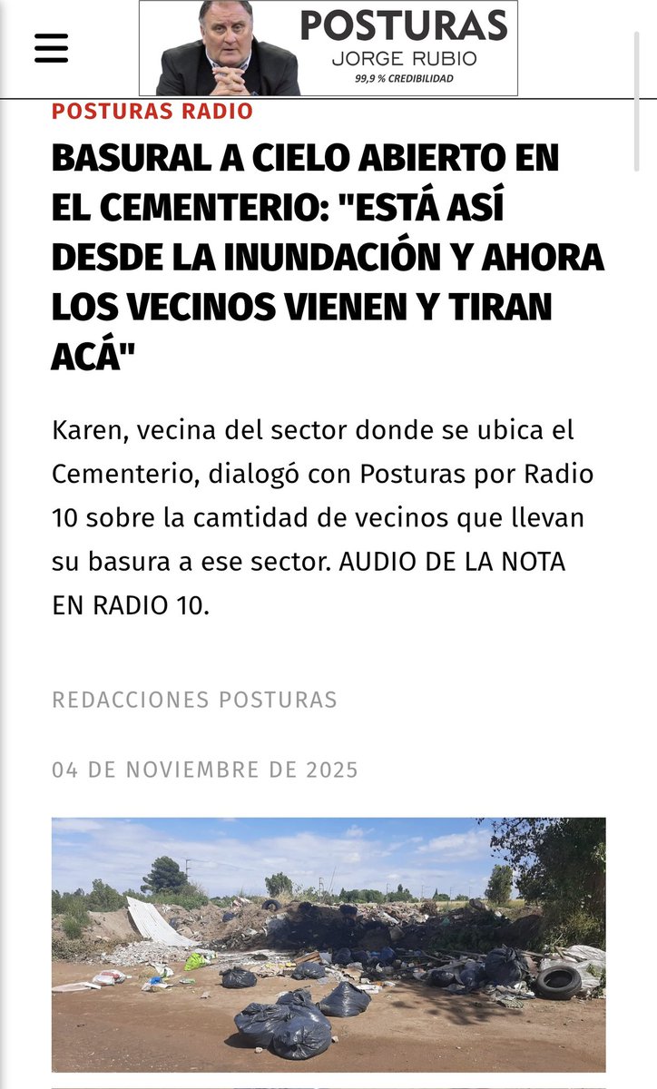 Para resolver la basura generada por la inundación del 7 de marzo, el gobierno de Federico Susbielles tomó, equivocadamente, la decisión de crear puntos de acopio temporales para luego trasladar los residuos al relleno sanitario. El basural ubicado junto al cementerio es solo uno