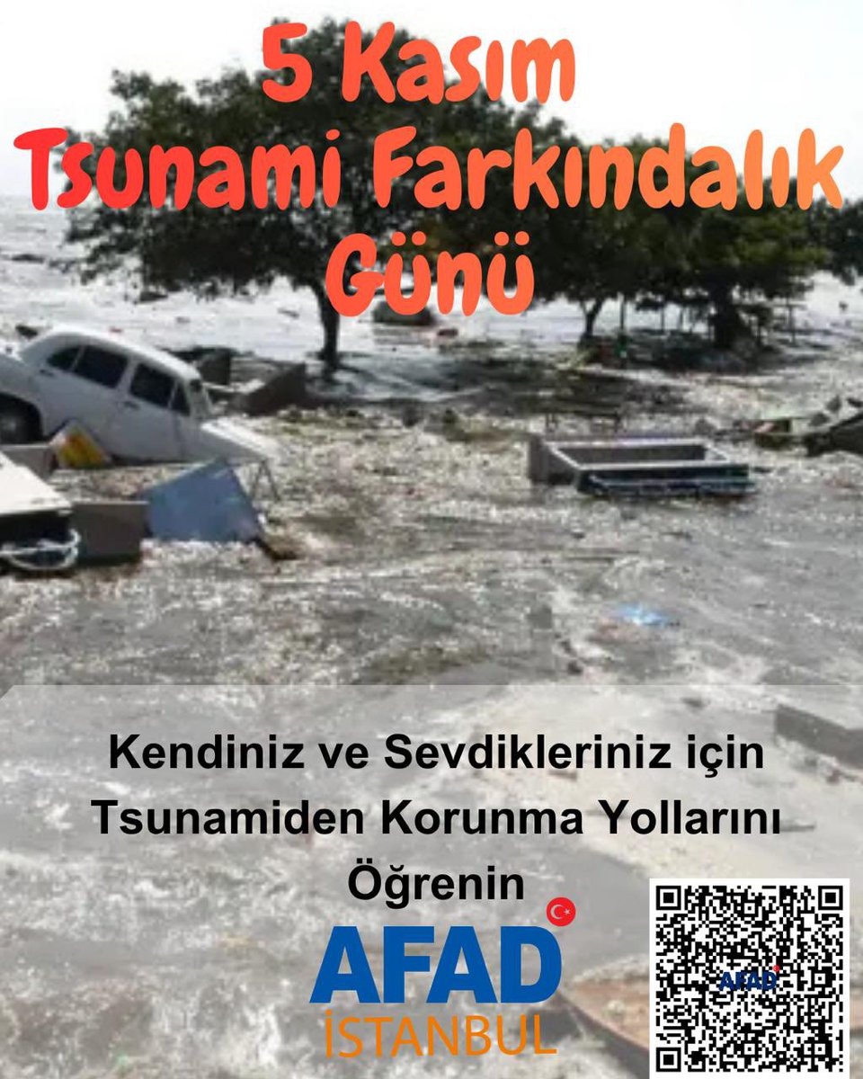 Tsunamiler, bir anda ortaya çıkan ancak etkileri uzun yıllar süren doğa olaylarıdır.
Bu özel günde, olası bir tsunaminin yıkıcı etkilerini azaltmak için bilgi, farkındalık ve hazırlığın ne kadar önemli olduğunu bir kez daha hatırlıyoruz.

📍 Deniz aniden çekiliyorsa, tehlike