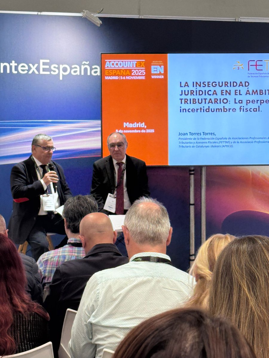 ⚖️ Joan Torres (Presidente FETTAF) puso foco en la importancia de la seguridad jurídica para el trabajo del despacho.
📍 12C84: asociaciones FETTAF y 🎓 Máster en Asesoría Fiscal con precio especial Accountex.
 #Accountex2025 #Fiscalidad #FETTAF