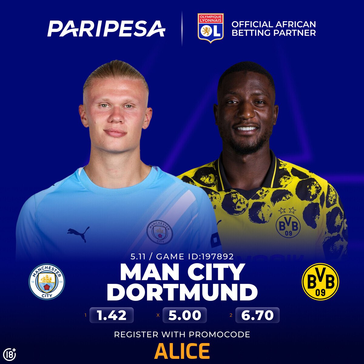 PREDICT THIS GAME 👉Correct score
Winner 👉500 Ksh
Make sure you have PARIPESA ACCOUNT 💯
Register 👉 paripesa.bet/alice
App: 👉paripesa.bet/aliceapp
Promo Code 👉 ALICE
