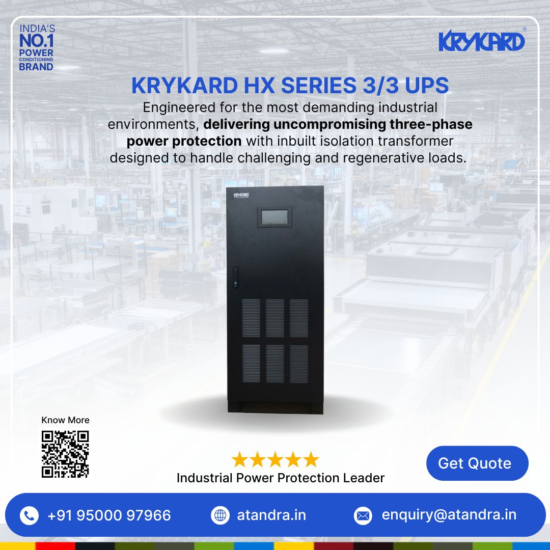 AtandraEnergy's tweet image. ⚡ KRYKARD HX Series 3/3 UPS

40 kVA – 300 kVA | Industrial-Grade Power Protection
Built for environments where failure is not an option.

#KRYKARD #IndustrialUPS #PowerProtection #ManufacturingTech #EnergyReliability #UPSSystems #Industry40 #MadeForIndustry #Atandra