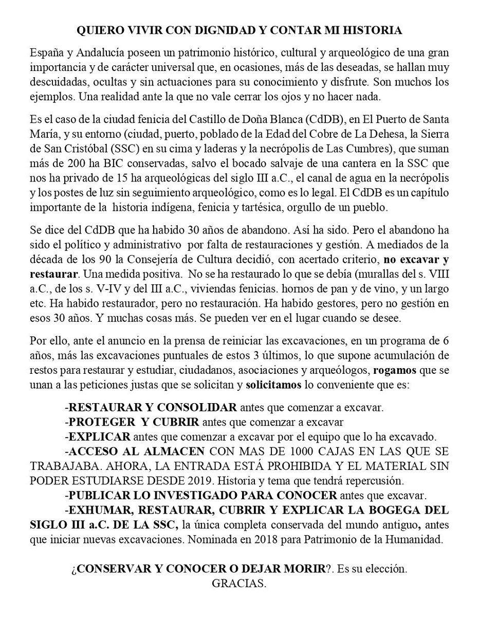 voxelpuertosm's tweet image. 🏛️ Desde VOX El Puerto compartimos la carta del profesor Diego Ruiz Mata en defensa del Yacit de Doña Blanca.

📚 En enero publicará su libro sobre este yacimiento, clave de nuestra historia.

💚 Desde VOX El Puerto seguiremos defendiendo la conservación de nuestro patrimonio.