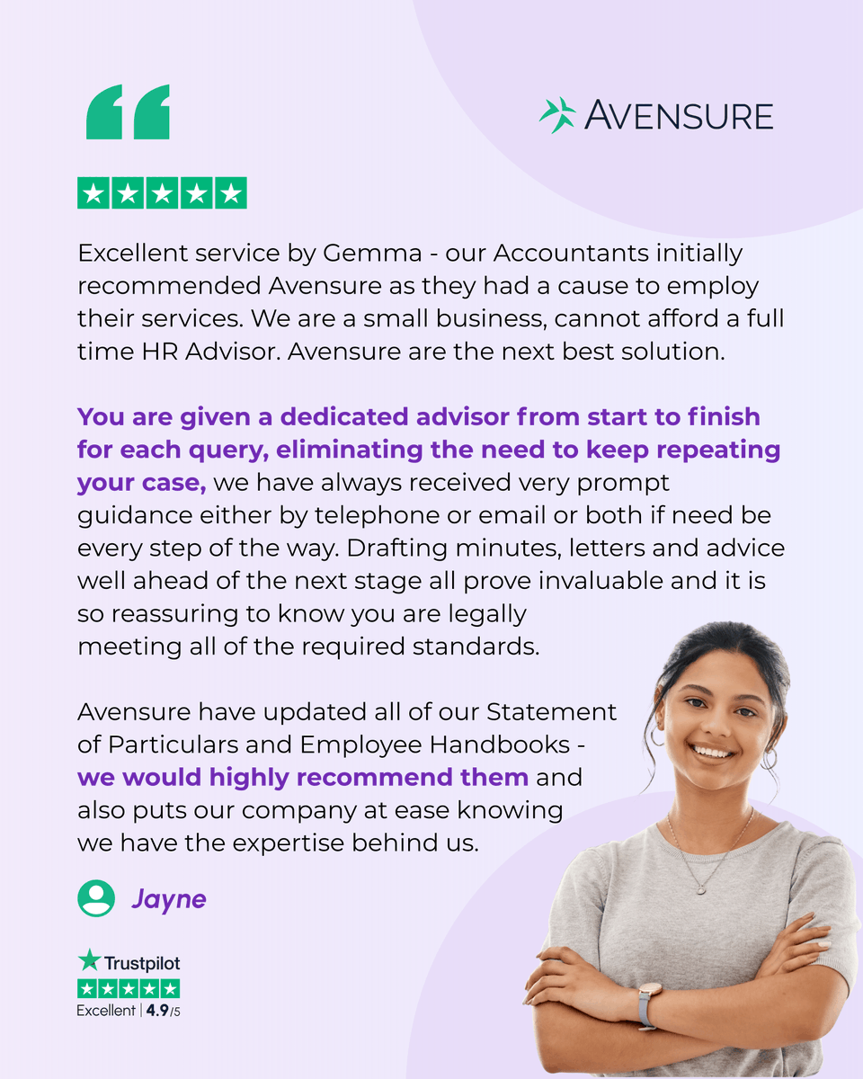 💬 “We are a small business, cannot afford a full time HR advisor. Avensure are the next best solution.”

From employee handbooks to legally sound documents, our clients know they have the right support behind them, every step of the way.

#ClientFeedback #HRSupport #UKSME