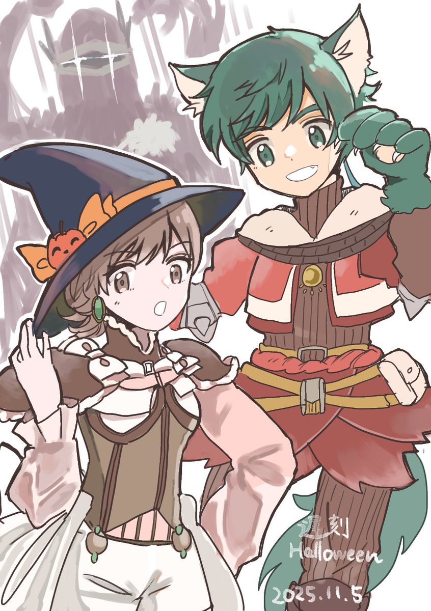 大遅刻だけどせっかく描いたので… サギミリギロ、ギロはそのままでハロウィンぽい