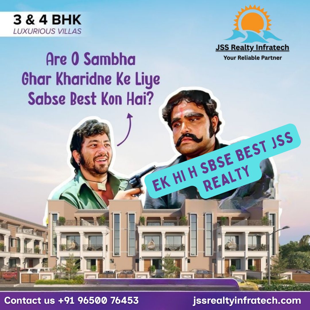 Jss_Realty's tweet photo. "Are O Sambha… ghar kharidne ke liye sabse best kaun hai? 😎
Ek hi naam yaad rakhna — JSS Realty Infratech!
Luxury, trust &amp; style — sab ek hi jagah 🏡✨
#LuxuryLiving #JSSRealty #DreamHome"
#JSSRealtyInfratech #LuxuryVillas #RealEstateIndia #GurgaonHomes #DreamHome https://t.co/Y4M4axN3GB